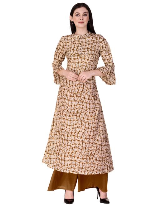 bell sleeved printed kurta - 15498815 - Standard Image - 1