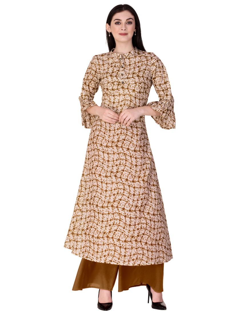 bell sleeved printed kurta - 15498815 - Zoom Image - 1