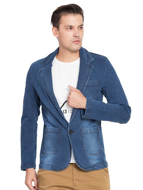 blue denim casual blazer - 15498941 - Very Small Image - 1