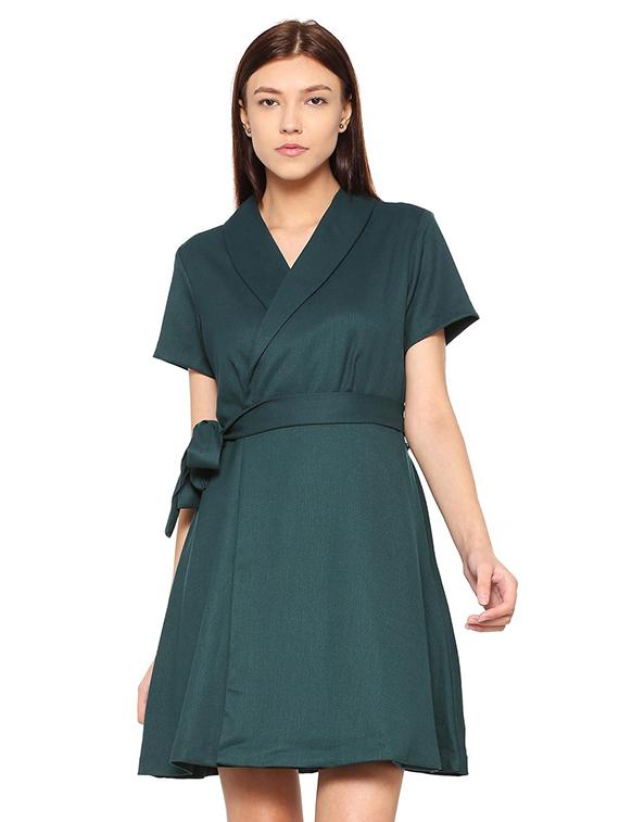 lapel collared a-line dress - 15498971 - Zoom Image - 1
