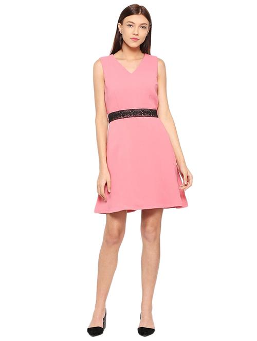 lace detailed tie-up back a-line dress - 15498976 - Standard Image - 1