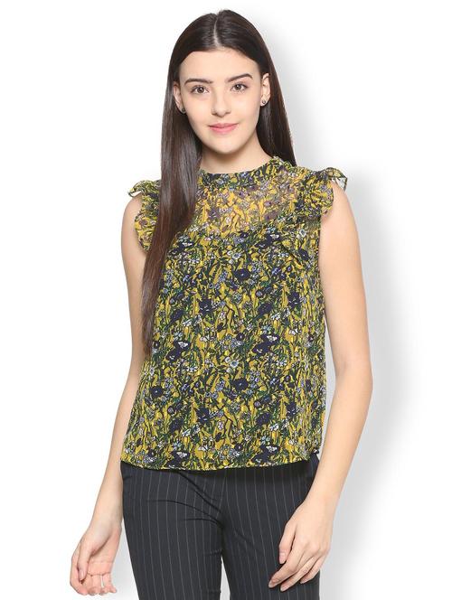 ruffle detailed armhole printed top - 15498991 - Standard Image - 1