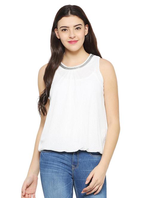 sleeveless embellished neckline top - 15499004 - Standard Image - 1