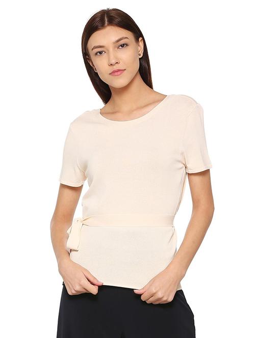 overlap back self-tie waist top - 15499021 - Standard Image - 1