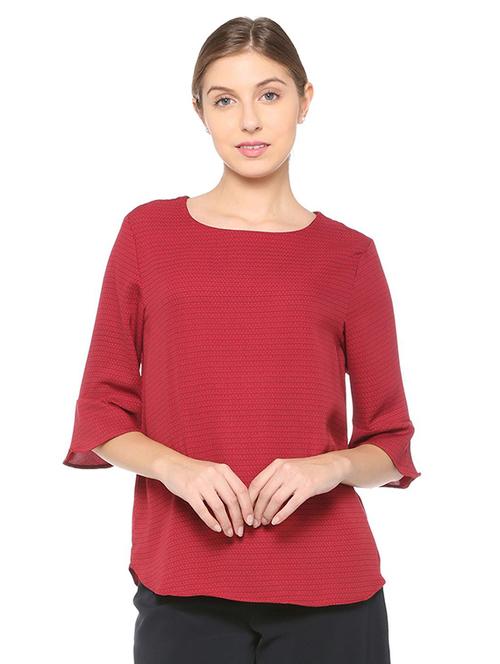 flute sleeved printed top - 15499029 - Standard Image - 1