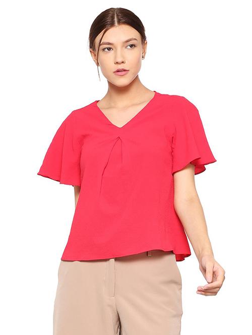 v-neck flutter sleeved top - 15499032 - Standard Image - 1