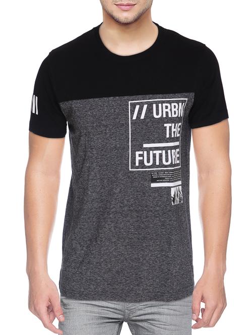 black cotton blend chest print tshirt - 15500114 - Standard Image - 1