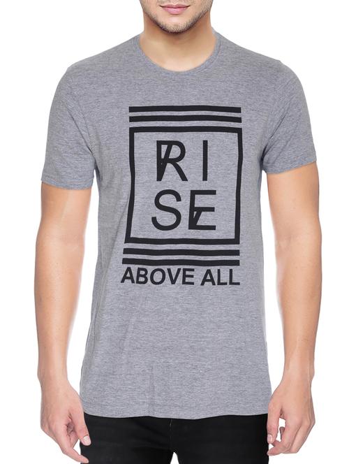 grey cotton blend chest print tshirt - 15500115 - Standard Image - 1
