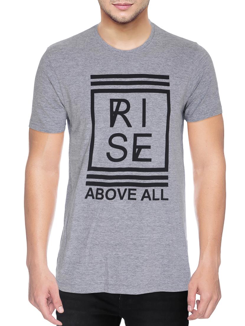 grey cotton blend chest print tshirt - 15500115 - Zoom Image - 1