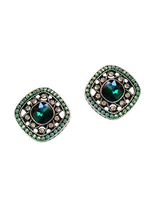 Green Silver Tone Stone Earrings - 15500132 - Standard Image - 1