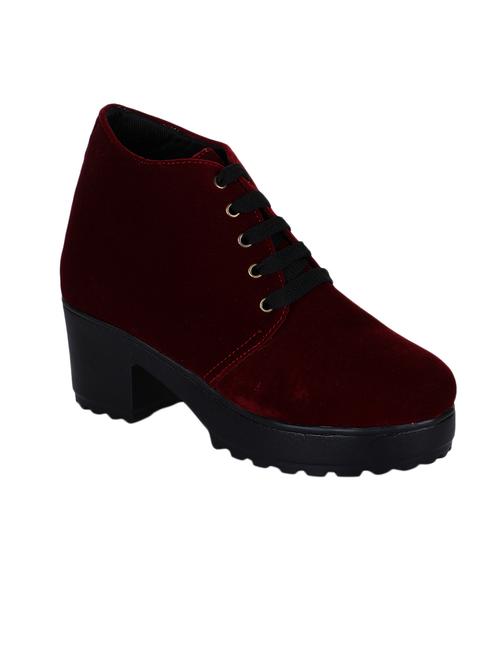 maroon lace-up boots - 15500161 - Standard Image - 1