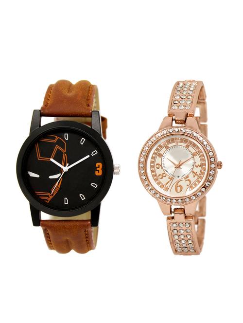 ACNOS Round dial analog couple watch(WAT-LR-04-216-COMBO) - 15500578 - Very Small Image - 1