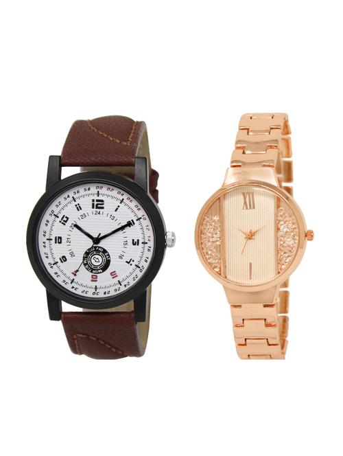 ACNOS Round dial analog couple watch(WAT-LR-11-217-COMBO) - 15501034 - Very Small Image - 1