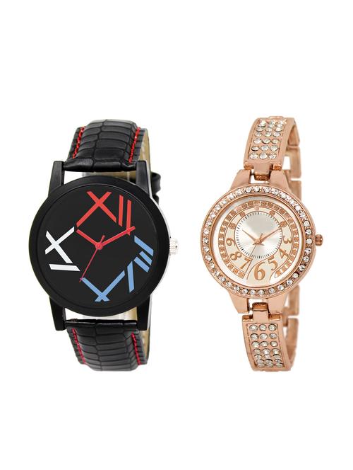 ACNOS Round dial analog couple watch(WAT-LR-12-216-COMBO) - 15501094 - Very Small Image - 1