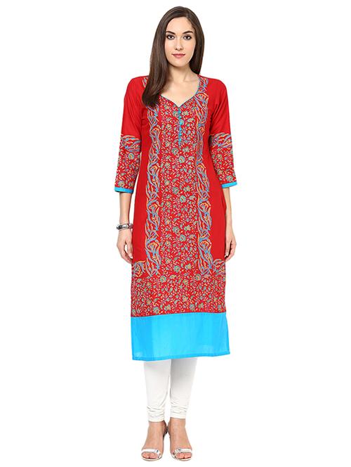 straight block print kurta - 15501581 - Standard Image - 1