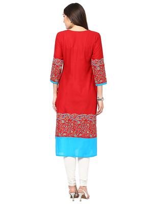 straight block print kurta - 15501581 - Standard Image - 3