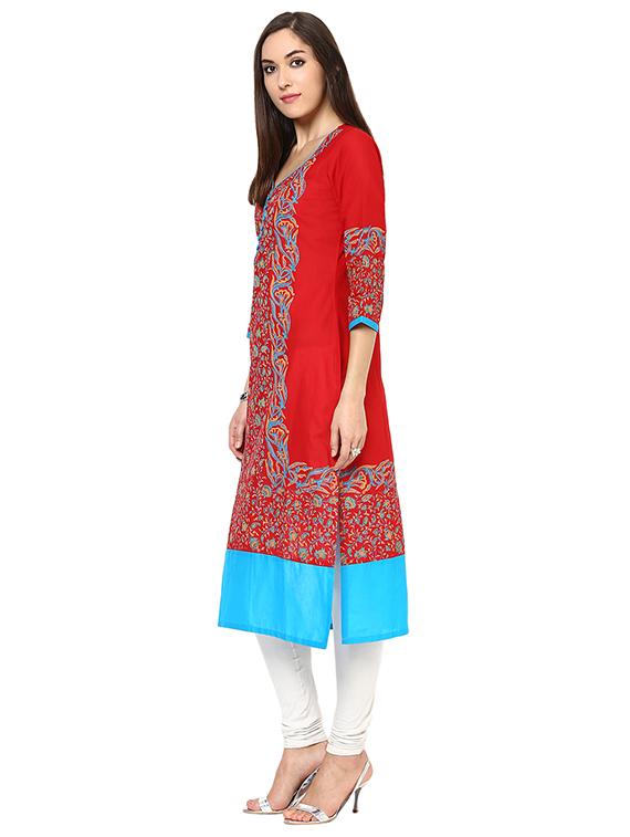 straight block print kurta - 15501581 - Zoom Image - 2