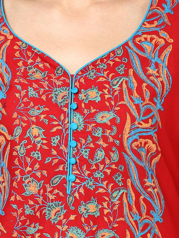 straight block print kurta - 15501581 - Zoom Image - 4
