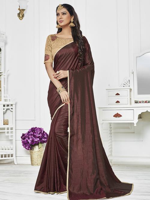 contrast lace border saree with blouse - 15501655 - Very Small Image - 1
