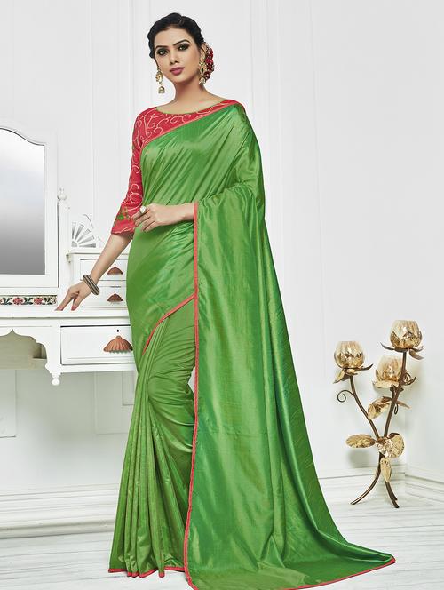contrast lace border saree with blouse - 15501656 - Very Small Image - 1