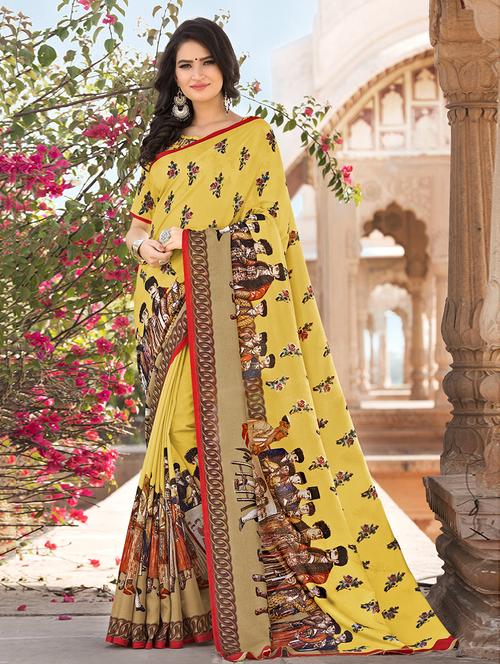 digital graphic printed saree with blouse - 15501676 - Very Small Image - 1