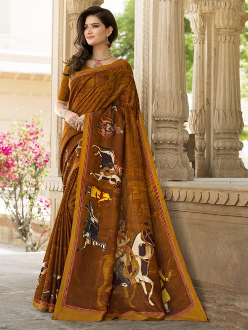 graphic digital printed saree with blouse - 15501682 - Very Small Image - 1