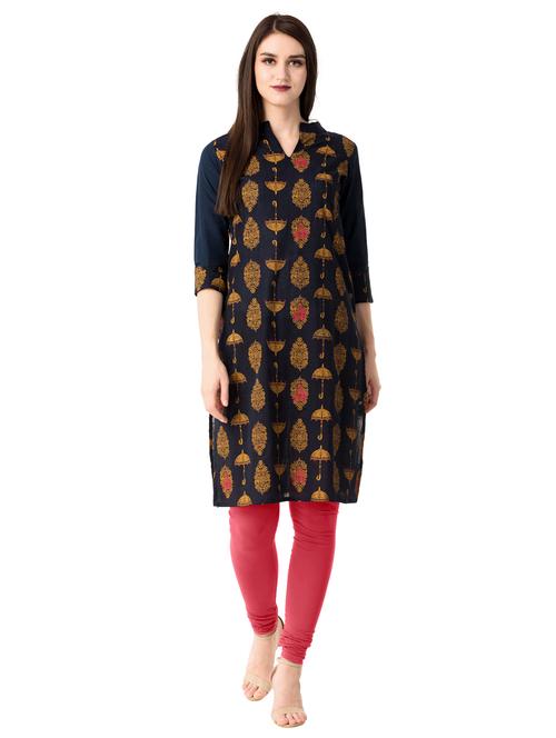 Straight block print kurta - 15502223 - Very Small Image - 1