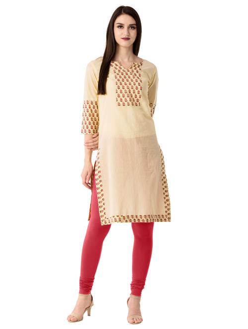 Straight printed yoke kurta - 15502225 - Very Small Image - 1