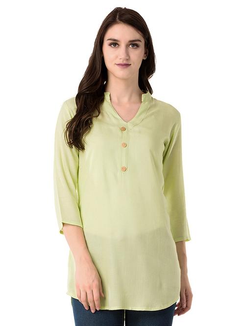 green rayon fusion kurta - 15502226 - Standard Image - 1