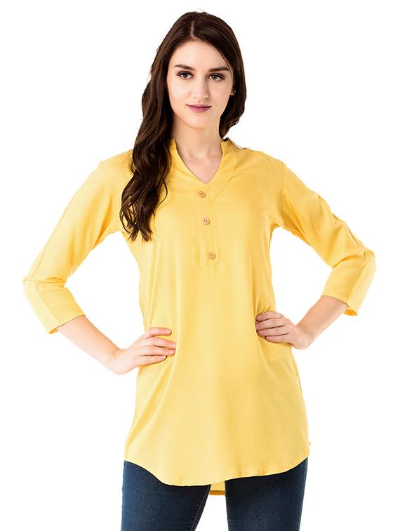 Buttermilk A-line solid kurti - 15502228 - Zoom Image - 1