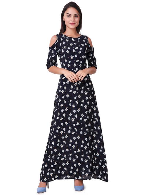cold shoulder printed maxi dress - 15502260 - Very Small Image - 1