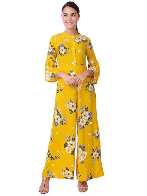 button detail printed jumpsuit - 15502272 - Very Small Image - 1