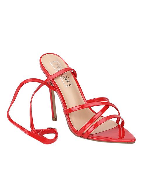red lace-up sandals - 15502442 - Standard Image - 1