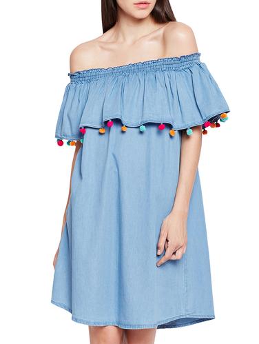 ruffle detailed off shoulder dress - 15502641 - Very Small Image - 1