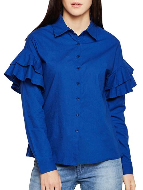 ruffle detail sleeved shirt - 15502699 - Standard Image - 1