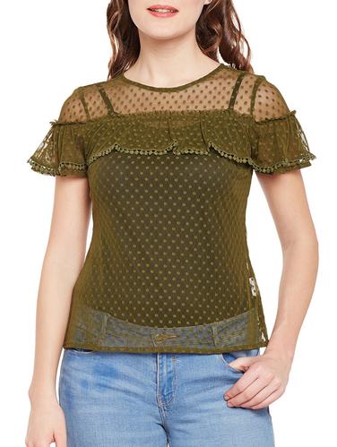 ruffle detailed self design top - 15502708 - Very Small Image - 1