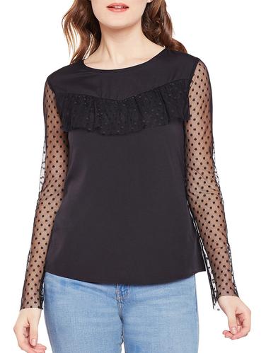 sheer sleeved ruffle detailed top - 15502709 - Very Small Image - 1