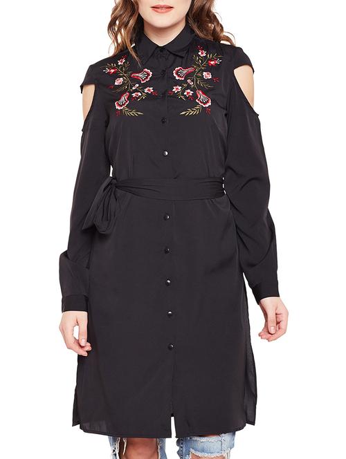embroidered detail self tie waist tunic - 15502746 - Standard Image - 1