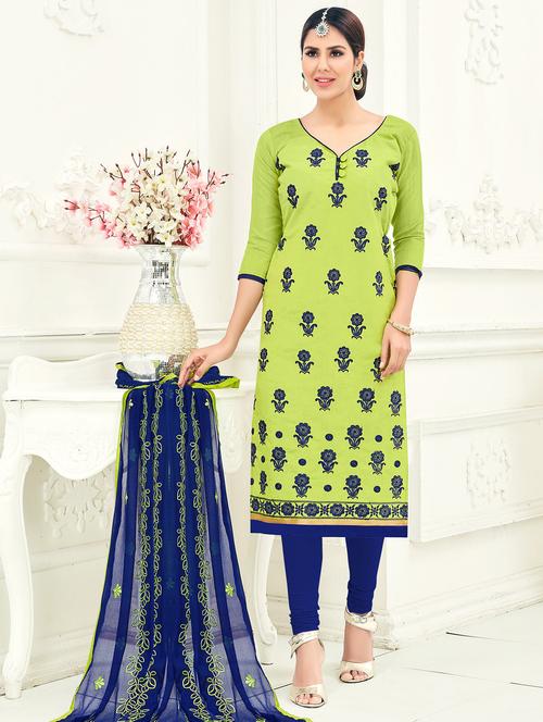 Embroidered unstitched churidaar suit - 15503026 - Standard Image - 1