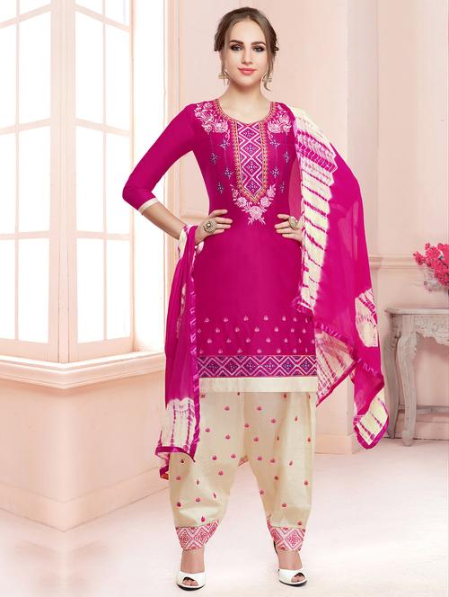 Embroidered unstitched salwar suit - 15503039 - Standard Image - 1