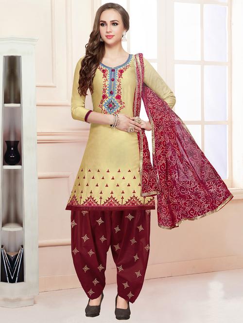 Embroidered unstitched patiyala suit - 15503045 - Standard Image - 1