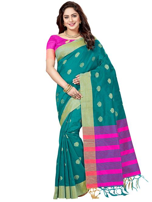 striped pallu zari chanderi saree with blouse - 15503191 - Very Small Image - 1