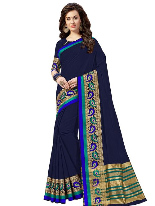 paisley zari border gadwal saree with blouse - 15503203 - Very Small Image - 1