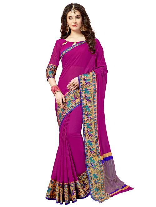 conversational zari border gadwal saree with blouse - 15503212 - Very Small Image - 1
