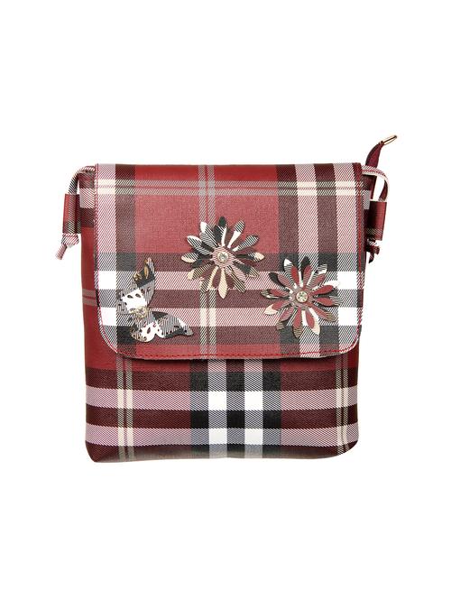 maroon leatherette (pu) regular sling bag - 15503436 - Standard Image - 1