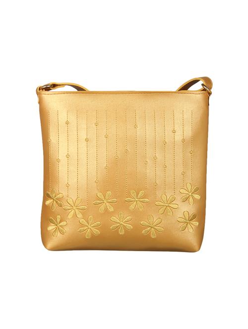 gold leatherette (pu) regular sling bag - 15503439 - Standard Image - 1