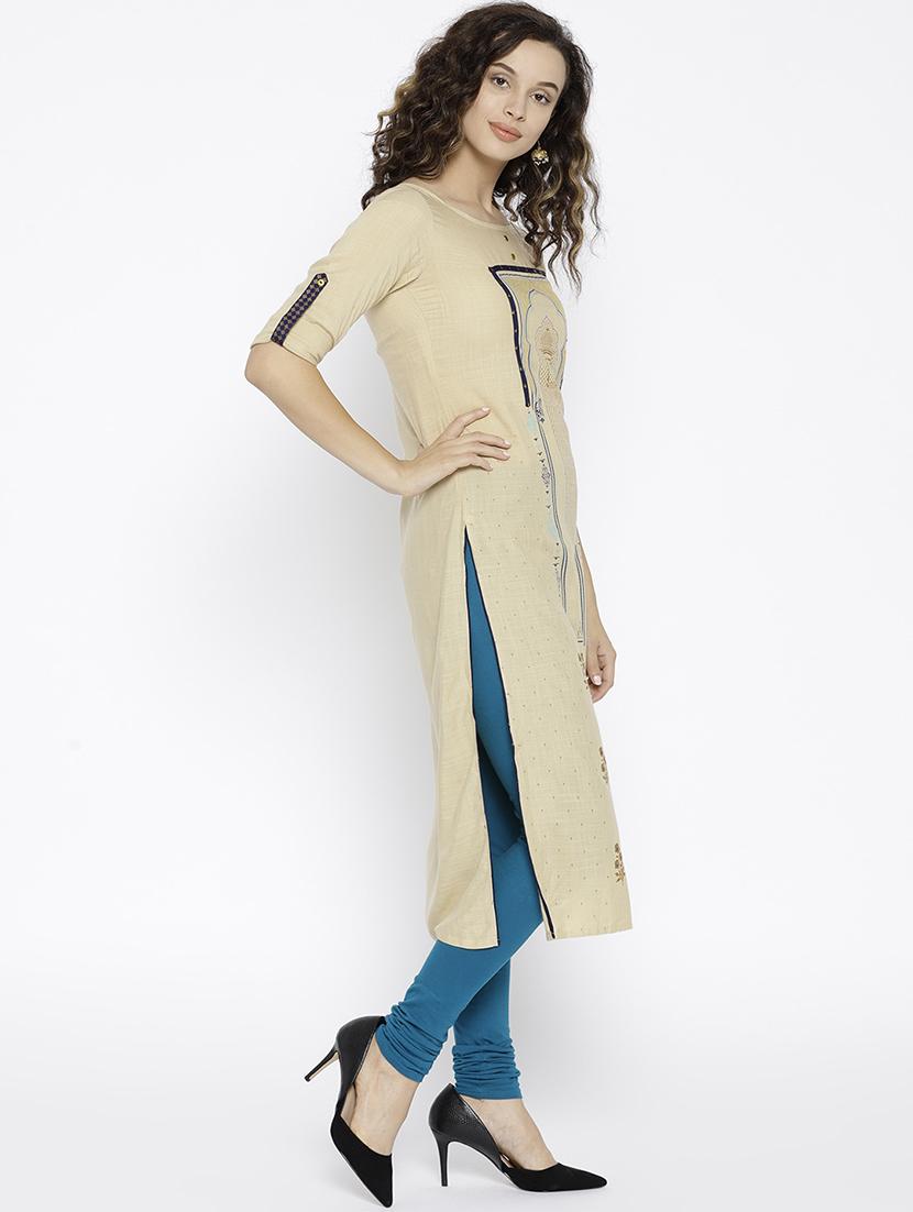 printed straight kurta - 15503701 - Zoom Image - 2