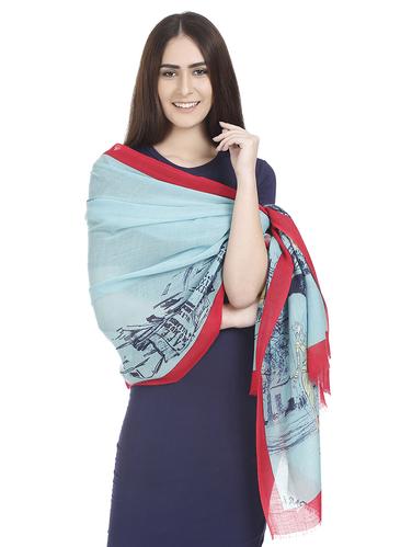 blue wool stole - 15503735 - Very Small Image - 1