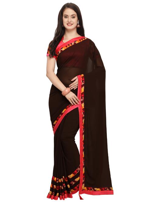 geometrical printed lace border saree with blouse - 15503756 - Standard Image - 1