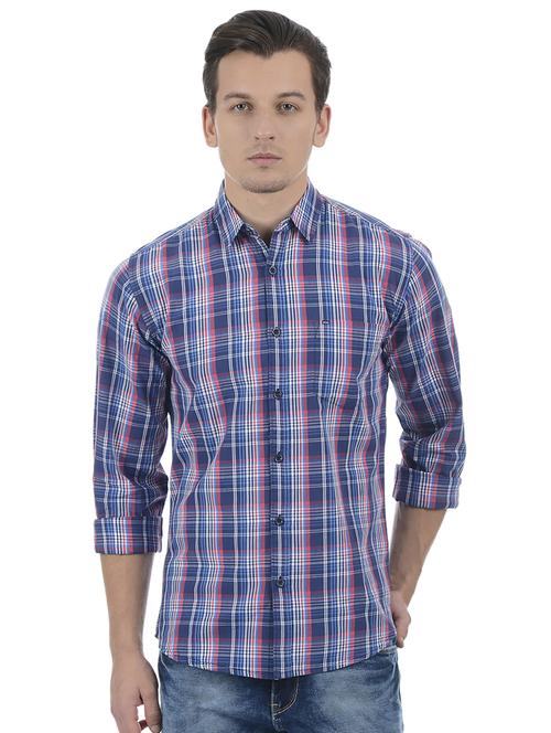 blue cotton blend casual shirt - 15503896 - Very Small Image - 1